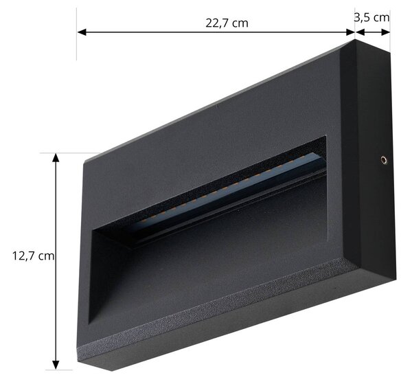 Kinkiet zewnętrzny LED Weno Lucande, czarny, aluminium, nowoczesny