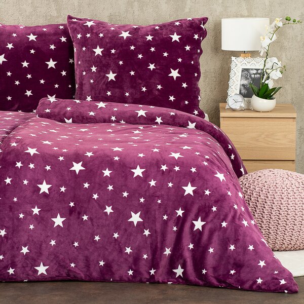 4Home Pościel mikroflanela Stars violet, 140 x 220 cm, 70 x 90 cm