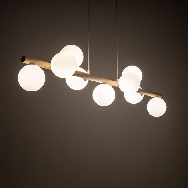 Lampa wisząca szklana Estera TK Lighting, możliwość ściemniania, jasne drewno, salon / jadalnia, szkło
