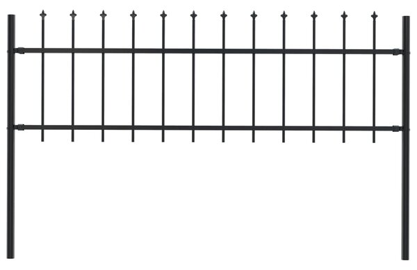 Panel ogrodzeniowy z grotami, 1,7 x 0,6 m, czarny