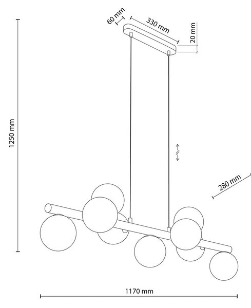 Lampa wisząca szklana Estera TK Lighting, możliwość ściemniania, jasne drewno, salon / jadalnia, szkło