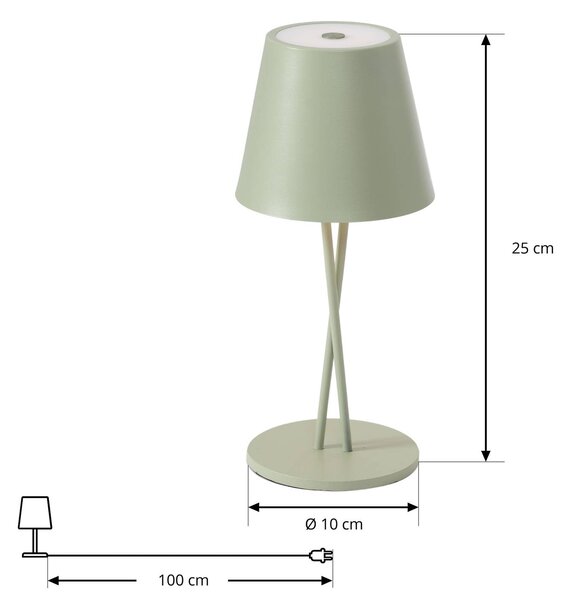 Akumulatorowa lampa stołowa LED Lindby Janea CROSS, zielona, metalowa Lindby, możliwość ściemniania, zielony, metal, nowoczesny