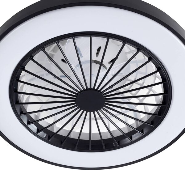 Wentylator sufitowy LED Teleo, Ø48 cm, czarny, DC, Tuya Teleo Lindby, możliwość ściemniania, czarny, salon / jadalnia, tworzywo sztuczne, nowoczesny