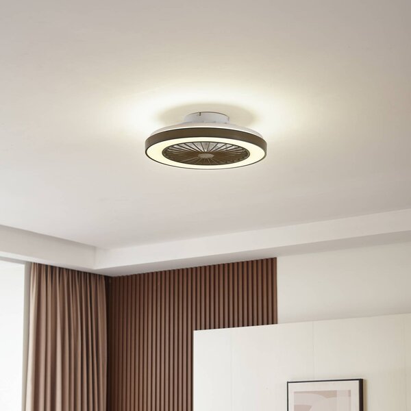 Wentylator sufitowy LED Teleo, Ø48 cm, czarny, DC, Tuya Teleo Lindby, możliwość ściemniania, czarny, salon / jadalnia, tworzywo sztuczne, nowoczesny