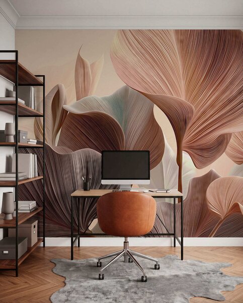 Fototapety Eleganckie liście w ciepłych odcieniach beżu, Fototapety Natura, Fototapety Liście, w04549v1 : Uwalls.pl
