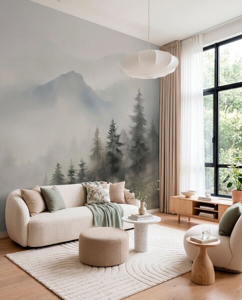 Fototapety Las we mgle na tle gór, Fototapety Natura, w04493 : Uwalls.pl