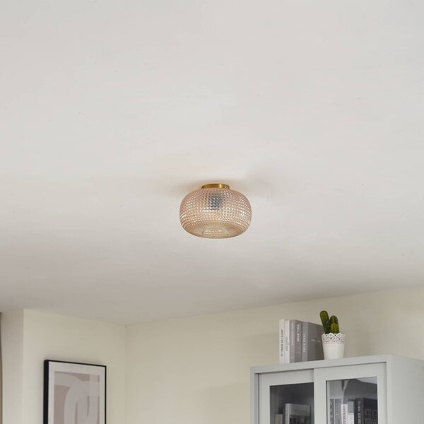 Lampa sufitowa Hildur Lindby, możliwość ściemniania, kremowy / amber, salon / jadalnia, szkło