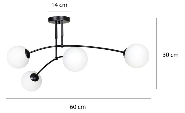 Lampa sufitowa Pregos 4 EMIBIG LIGHTING, możliwość ściemniania, czarny, przedpokój, metal, nowoczesny