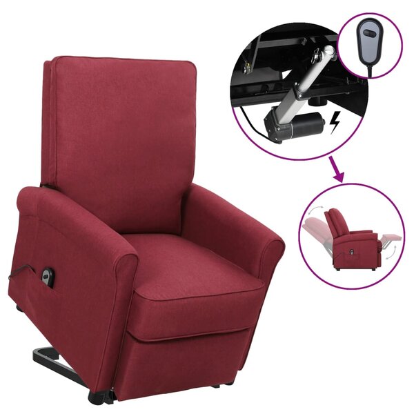 Podnoszony fotel rozkładany, winna czerwień, tkanina