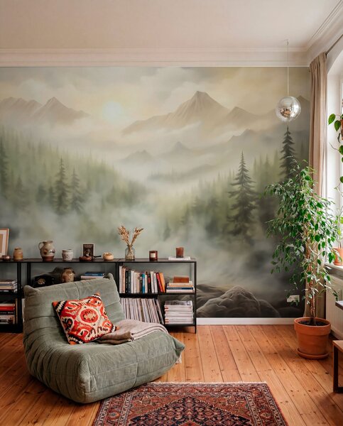 Fototapety Las we mgle na tle gór, Fototapety Natura, w04730 : Uwalls.pl
