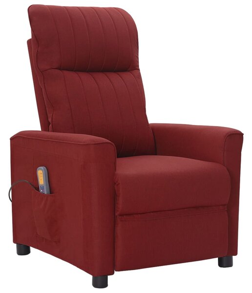 Fotel z masażem, winna czerwień, tkanina