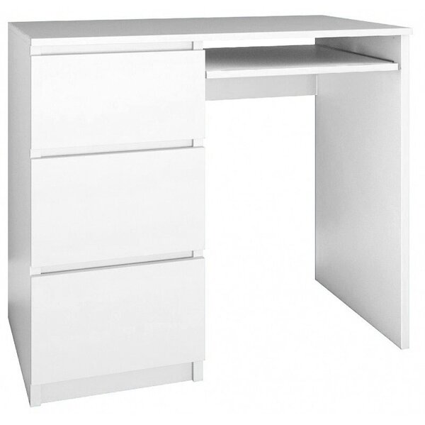 Młodzieżowe biurko lewostronne Blanco 2X - biały mat