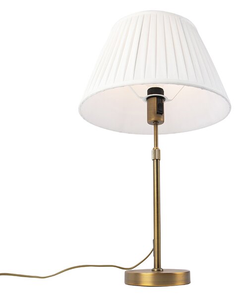 Lampa stołowa brązowa z plisowanym abażurem białym 35cm - Parte