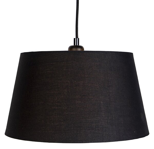 Lampa wisząca z 3 czarnymi i złotymi abażurami z bawełny - Cava