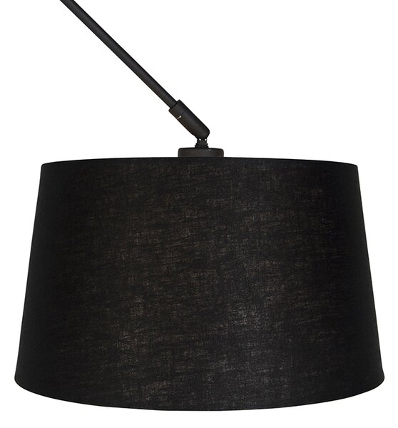 Lampa wisząca czarna z abażurem lnianym czarnym 35 cm - Blitz
