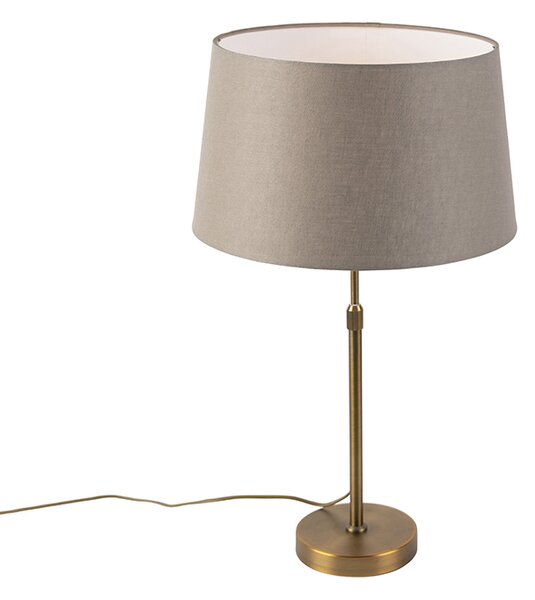 Lampa stołowa regulowana brąz klosz lniany szarobrązowy 35cm - Parte Oswietlenie wewnetrzne
