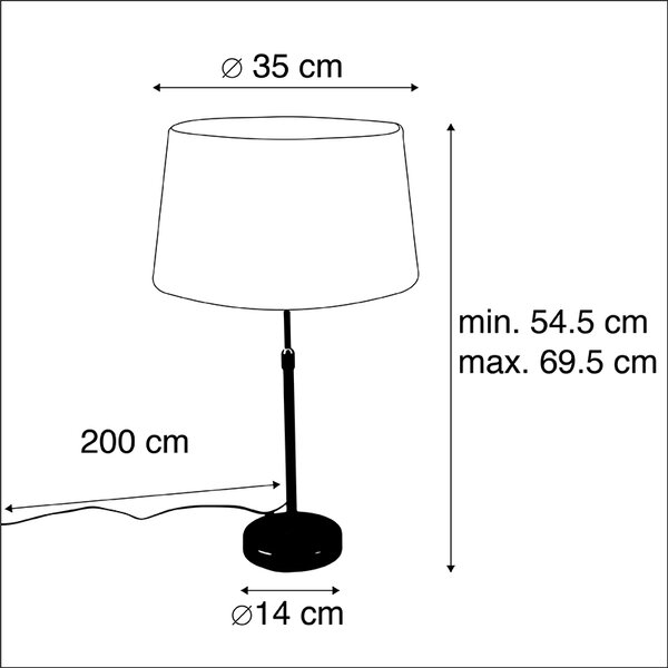 Lampa stołowa regulowana czarna klosz lniany czarny 35cm - Parte Oswietlenie wewnetrzne