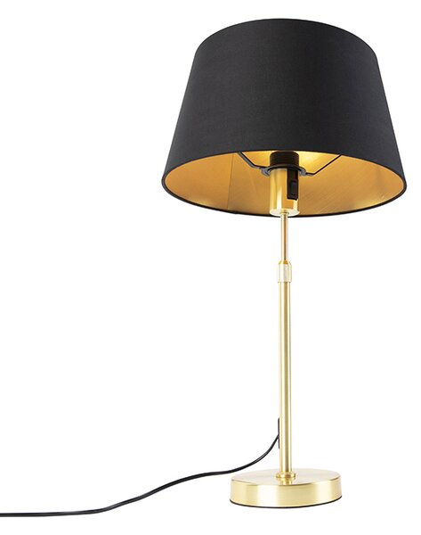 Lampa stołowa złoto/mosiądz z abażurem czarnym ze złotem 32 cm - Parte