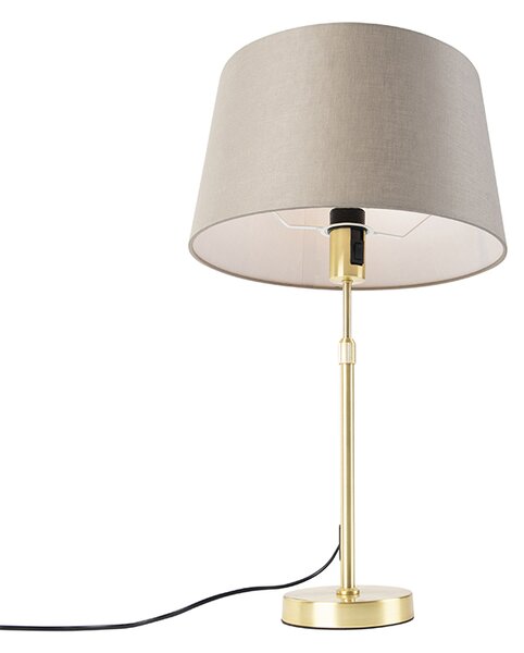 Lampa stołowa złota/mosiężna z abażurem lnianym taupe 35 cm - Parte