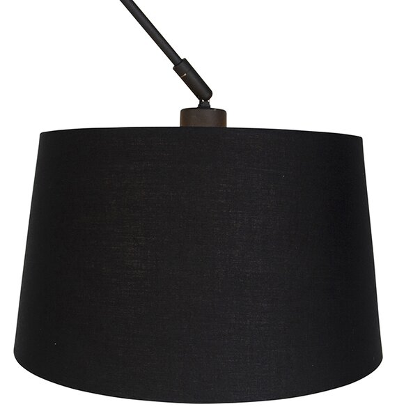 Lampa wisząca czarna z czarnym i złotym abażurem bawełnianym 35 cm - Blitz