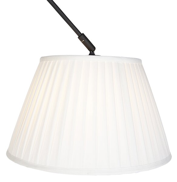 Lampa wisząca czarna z plisowanym kloszem 35cm kremowy - Blitz