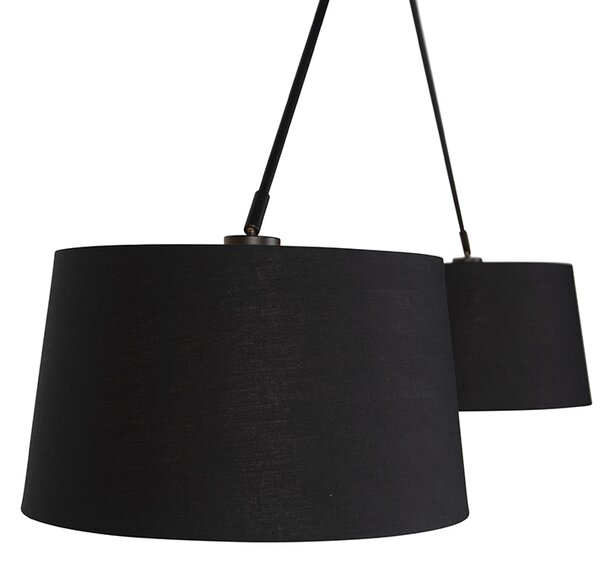 Lampa wisząca czarna z czarnymi i złotymi abażurami z bawełny 35 cm 2-światła - Blitz
