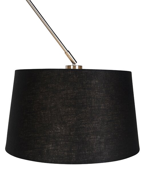 Stalowa lampa wisząca z czarnym abażurem z lnu 35 cm - Blitz