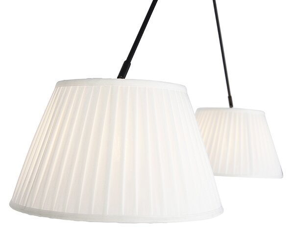 Lampa wisząca czarna z plisowanymi abażurami kremowymi 35 cm 2-światła - Blitz