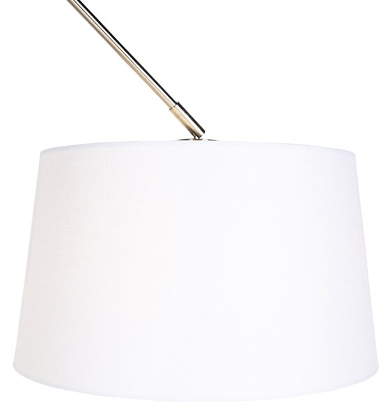 Stalowa lampa wisząca z białym abażurem lnianym 35 cm - Blitz