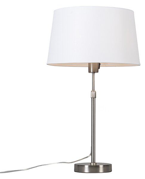 Lampa stołowa regulowana stal klosz biały 35cm - Parte Oswietlenie wewnetrzne