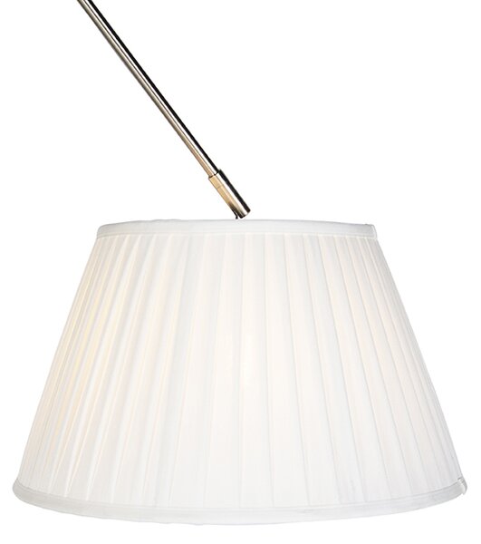 Stalowa lampa wisząca z kremowym plisowanym abażurem 35 cm - Blitz