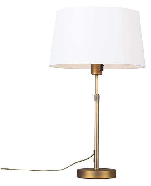 Lampa stołowa regulowana brąz klosz biały 35cm - Parte Oswietlenie wewnetrzne