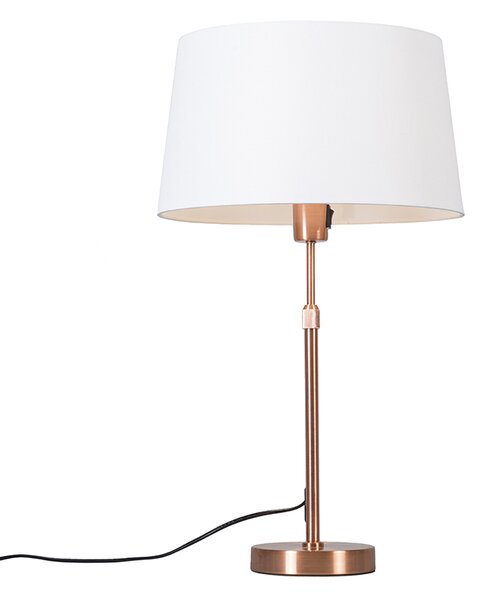 Lampa stołowa regulowana miedź klosz biały 35cm - Parte Oswietlenie wewnetrzne