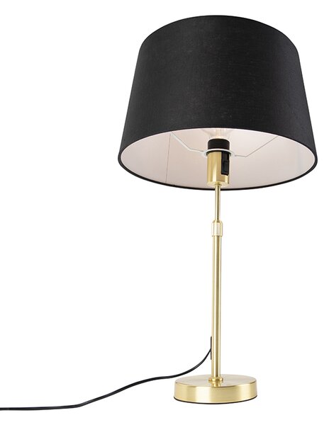 Lampa stołowa złota/mosiężna z czarnym abażurem z lnu 35 cm - Parte