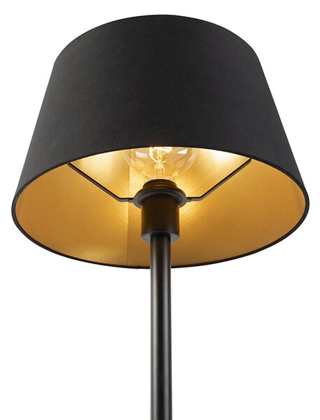 Klasyczna lampa stołowa czarna z czarnym kloszem 32 cm - Simplo