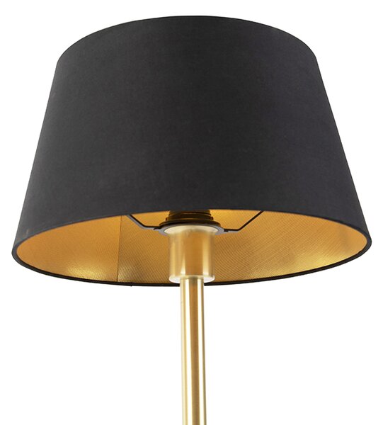 Klasyczna lampa stołowa mosiężna z czarnym kloszem 32 cm - Simplo