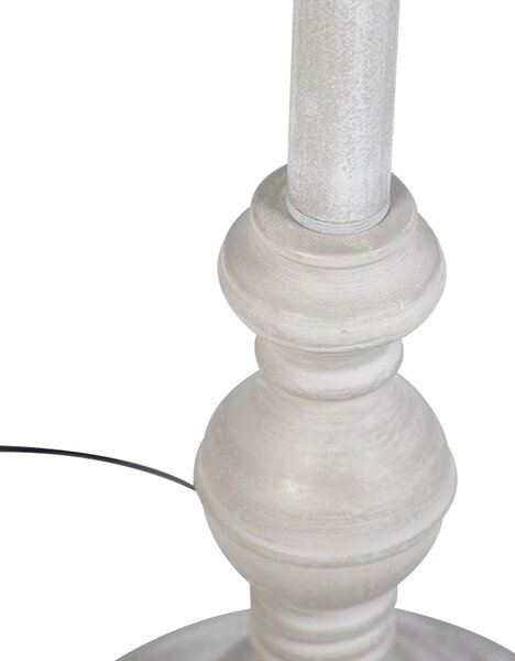 Rustykalna lampa podłogowa taupe z abażurem lnianym 45 cm - Classico