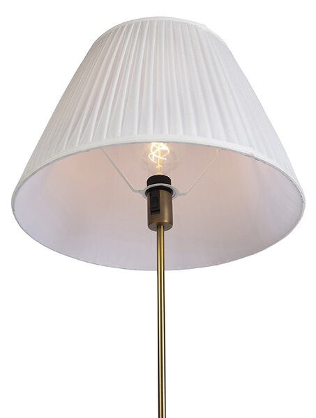 Lampa stojąca brązowa z plisowanym abażurem kremowym 45 cm regulowana - Parte