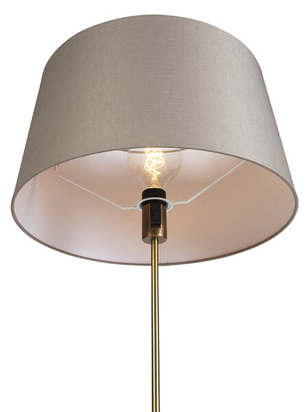 Lampa podłogowa brązowa z abażurem z lnu w kolorze taupe 45 cm, regulowana - Parte