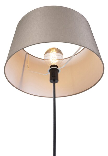 Lampa podłogowa czarna z abażurem z lnu w kolorze taupe 45 cm regulowana - Parte