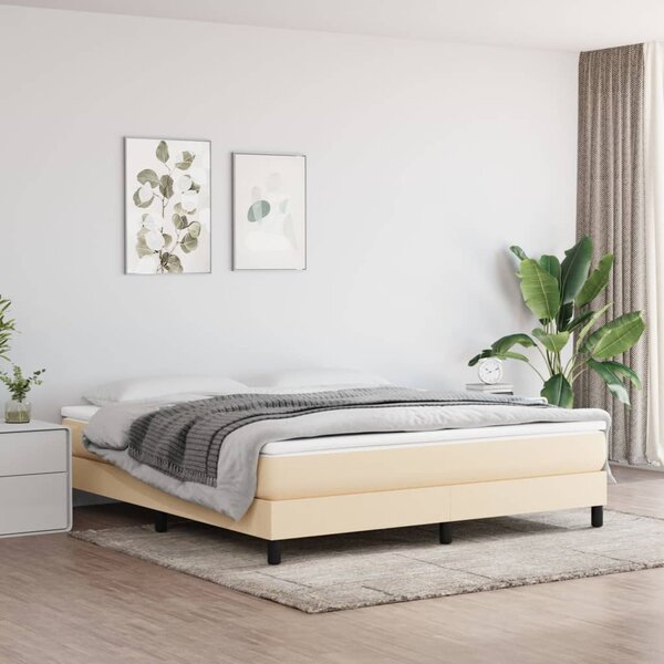 Rama łóżka, kremowa, 160x200 cm, obita tkaniną