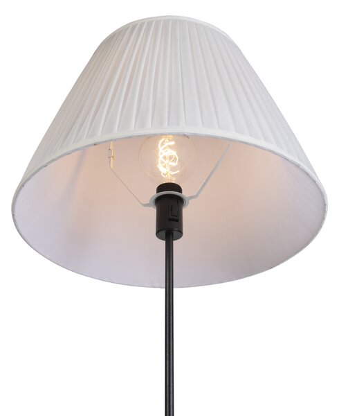 Lampa stojąca czarna z plisowanym abażurem kremowym 45 cm regulowana - Parte
