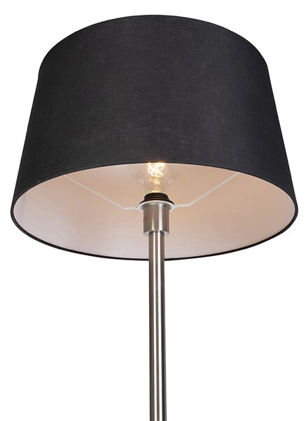 Nowoczesna lampa podłogowa stalowa z czarnym kloszem 45 cm - Simplo