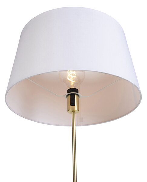 Lampa podłogowa złota/mosiężna z białym abażurem lnianym 45 cm - Parte