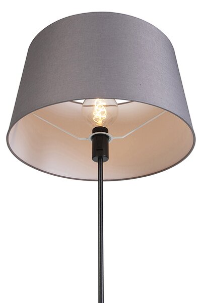 Lampa stojąca czarna z abażurem z ciemnoszarego lnu 45 cm - Parte