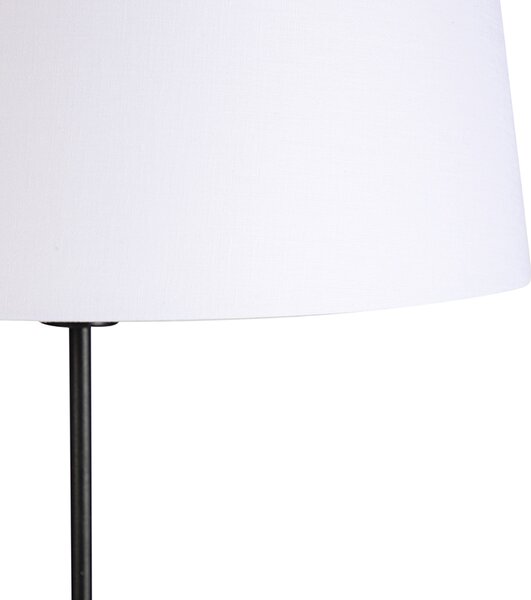 Lampa podłogowa regulowana czarna klosz lniany biały 45cm - Parte Oswietlenie wewnetrzne