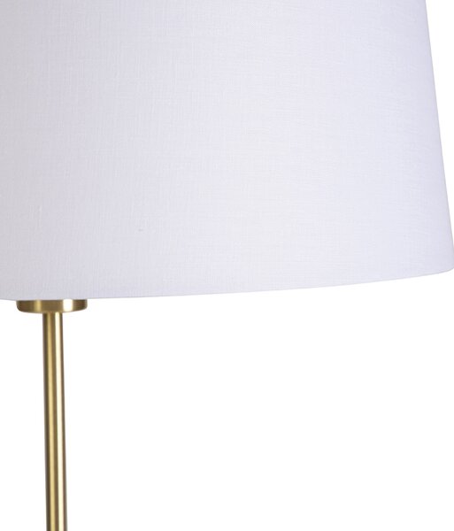 Inteligentna lampa podłogowa złota z abażurem lnianym białym 45 cm z WiFi A60 - Parte