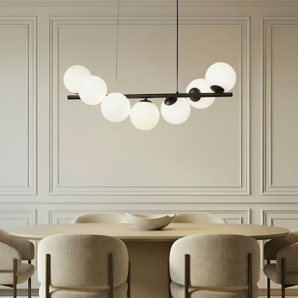 Lampa Wisząca Lucande, Isandro, ściemnialny, czarny, jadalnia, szkło, design