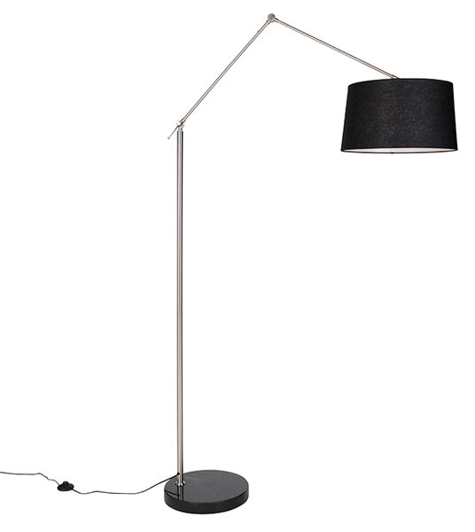 Nowoczesna lampa podłogowa stalowy lniany abażur czarny 45 cm - Editor Oswietlenie wewnetrzne
