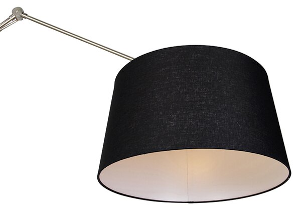 Nowoczesna lampa podłogowa stalowa z abażurem z czarnego lnu 45 cm - Editor